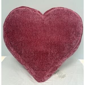 MAGASCHONI HOME Velvet Heart Throw Pillow Pink Rhinestone 17 Plush Cushion